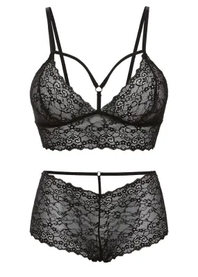Bustier+braguita abierta (2 piezas) Negro