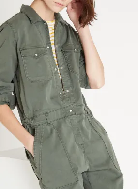 FRANGA - Mono camisero de tencel en verde