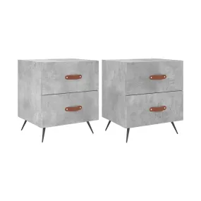 Mesita noche 2 uds madera ingeniería gris hormigón