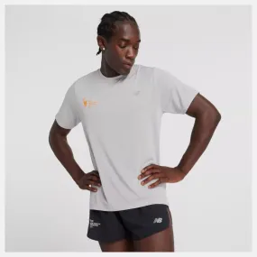 New Balance Hombre Camisetas Marathon Athletic T-shirt Gris 